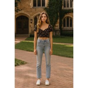 We The Free Light Blue High-Rise Straight Jeans